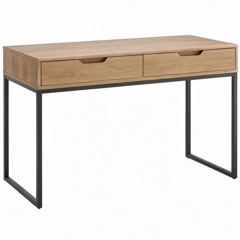 Bureau met 2 laden, 120 x 60 x 75 cm, naturel eiken en zwart