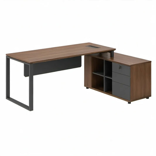 L-vormig hoekbureau 160 x 160 x 75 cm Walnootbruin Antraciet Zwart