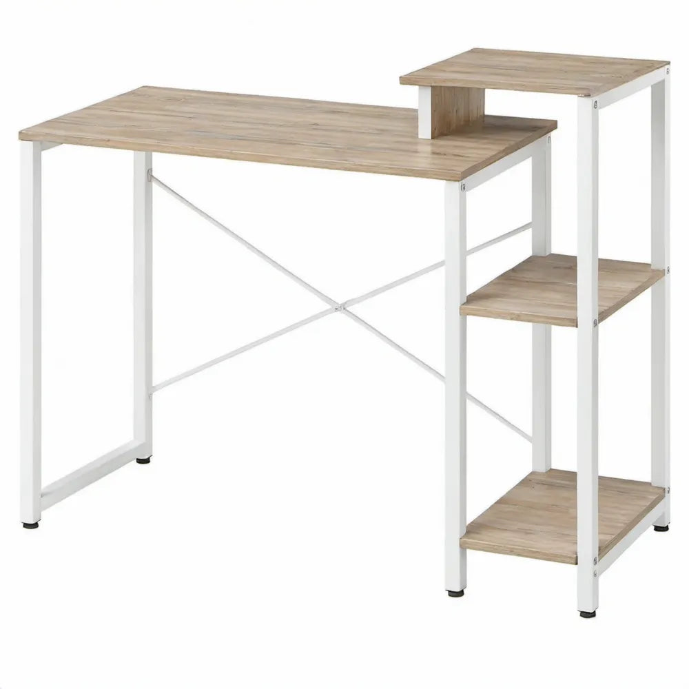Bureau met 3 planken, 120 x 60 x 120 cm, eikenkleurig/wit